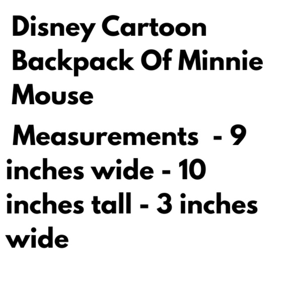 MINNIE MOUSE SMALL BACKPACK - EXTRA ZIPPER IN FRONT TO ADD - AGES 3+ - Picture 4 of 4